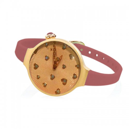 HOOPS Ρολόι Icon Hearts Crystals Brown Rubber Strap 