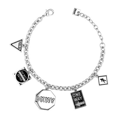 DKNY NYC Street Sign Charm Βραχιόλι από Ασημί Ανοξείδωτο Ατσάλι