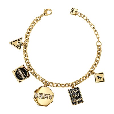 DKNY NYC Street Sign Charm Βραχιόλι από Επιχρυσωμένο Ανοξείδωτο Ατσάλι