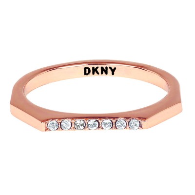 DKNY NYC Skinny Pave RG Δαχτυλίδι από Ροζ Επιχρυσωμένο Ανοξείδωτο Ατσάλι 5548761