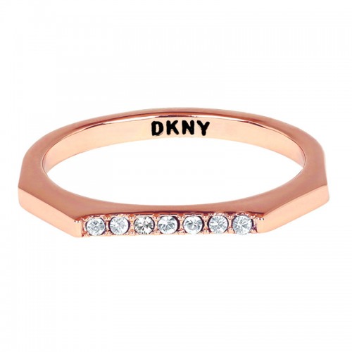 DKNY NYC Skinny Pave RG Δαχτυλίδι από Ροζ Επιχρυσωμένο Ανοξείδωτο Ατσάλι 5548761