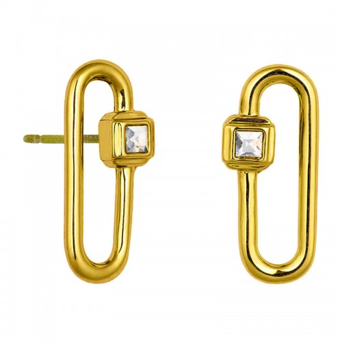 DKNY Σκουλαρίκια Mini Crystal Carabiner ER Gold